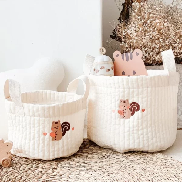 Cute Bear Embroidery Diaper/Storage Baskets - 2 sizes - Image 3