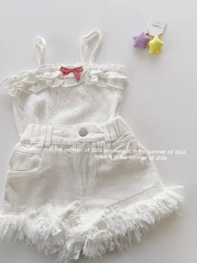 Summer Girls' Tassel Denim Shorts