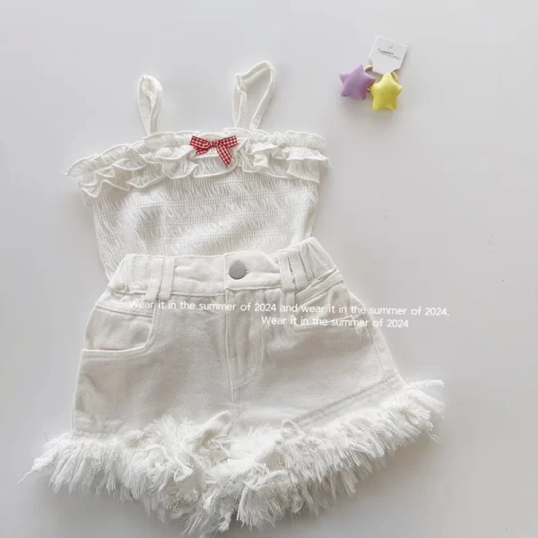 Summer Girls' Tassel Denim Shorts