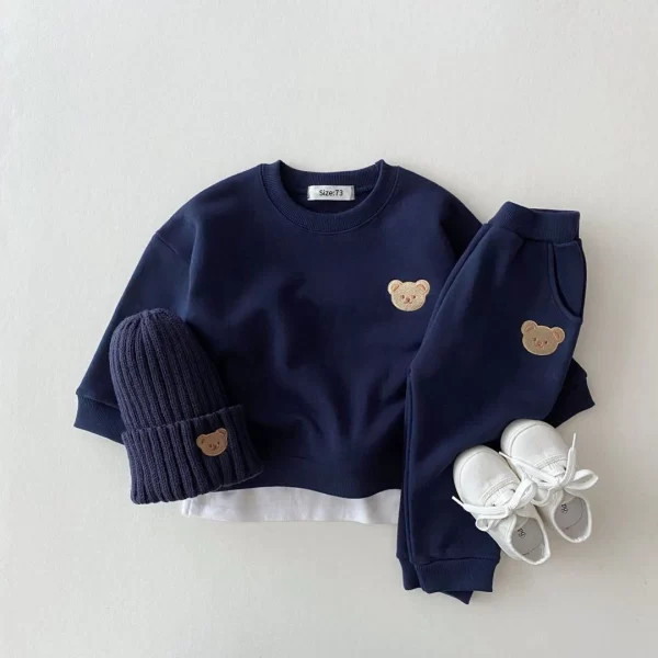 Toddler Tracksuit Cute Bear Embroidery Set - Image 6