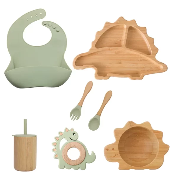 Bamboo Wooden Dinosaur Dinner Plate - Image 12