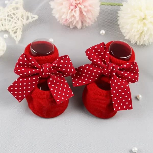 Cute Girl Princess Bow Socks Boat Red - Image 9