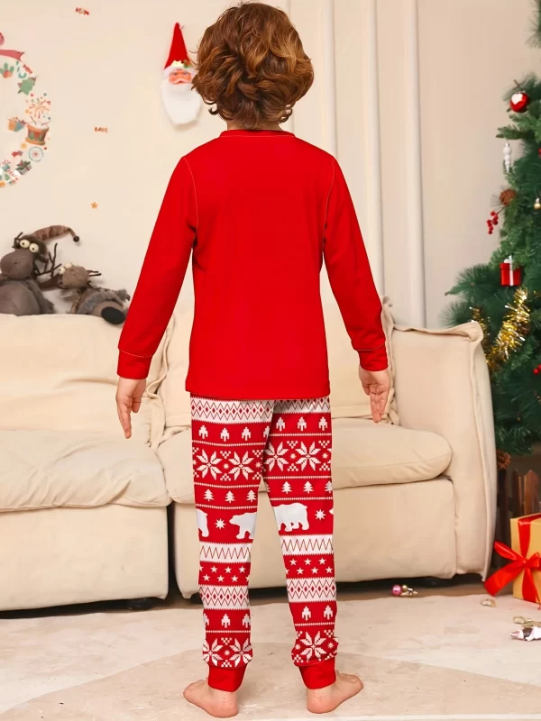 2pcs Kid's Comfy Christmas Pajamas, Long Sleeve - Image 4