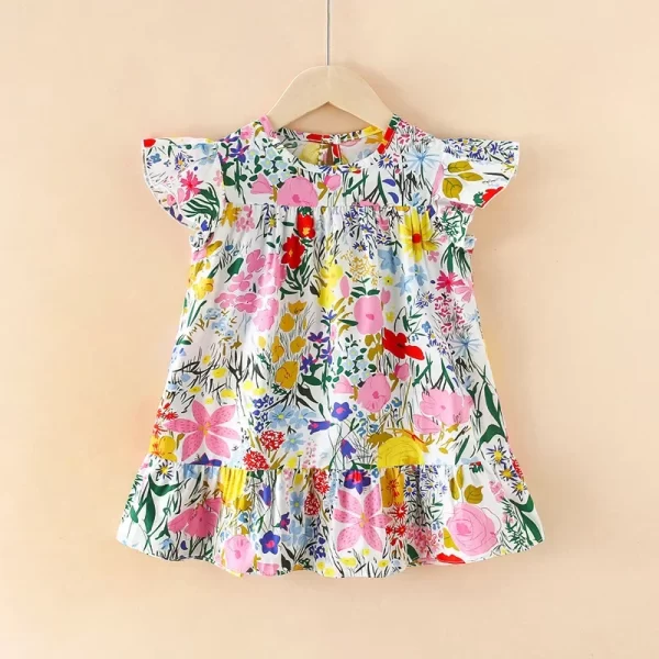 Girl's Flower Pattern Beach Dresses 100% Cotton - Image 8