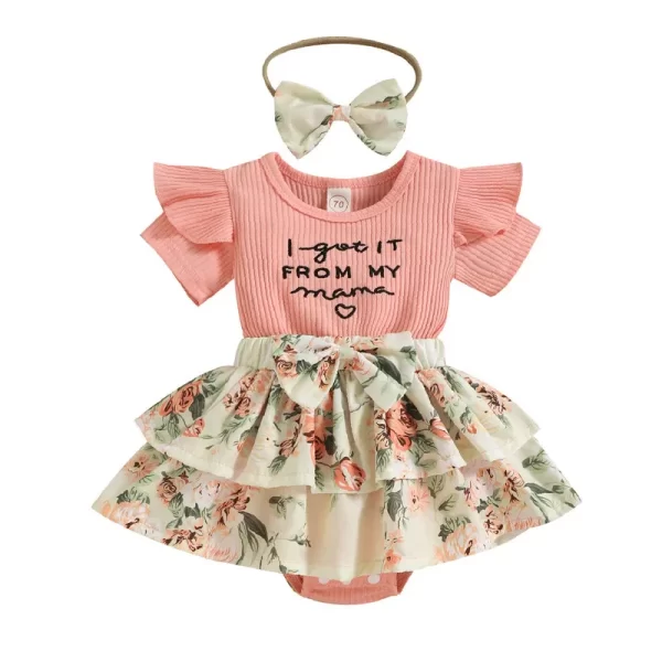 Newborn Baby Girls Bodysuit with Headband Summer Clothes - Image 8