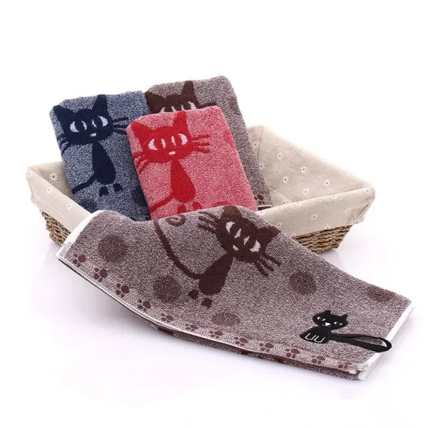 High Quality Cute Cat Soft Towels 25x50cm Kids - Image 2