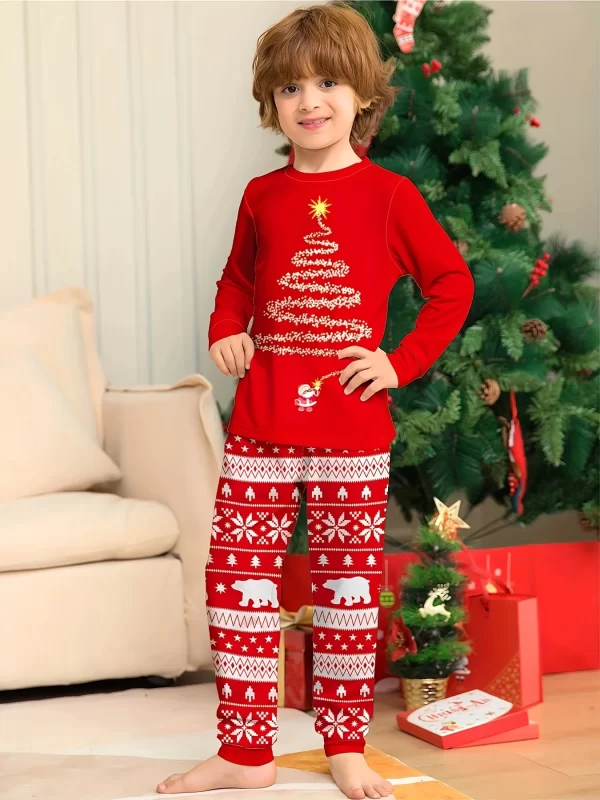 2pcs Kid's Comfy Christmas Pajamas, Long Sleeve - Image 2