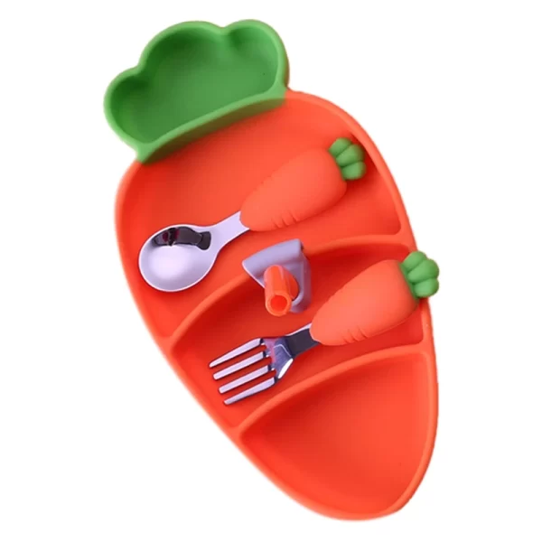 Cartoon Carrot Anti Dropping Three Piece Baby Feeding Set