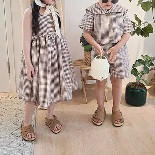 Brother Sister Plaid Clothes Set - Image 3