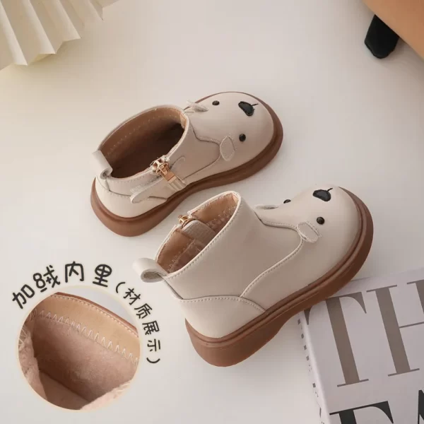 Cute Children's Leather Boots Fleece-lined - Image 6