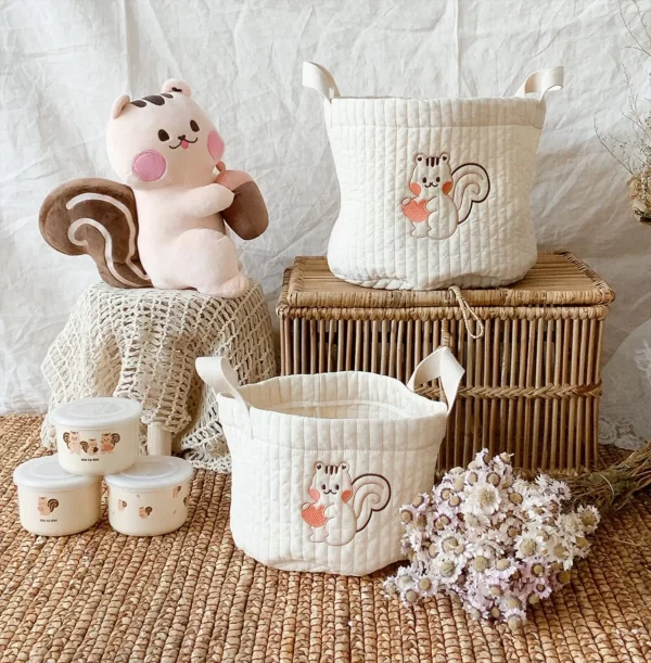 Cute Bear Embroidery Diaper/Storage Baskets - 2 sizes - Image 2