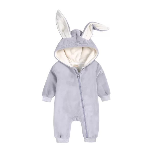 Adorable Infant Bunny Romper Winter Warm Fleece - Image 7