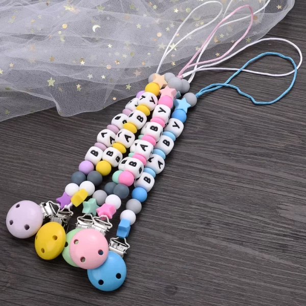 Handmade Pacifier Chain Silicone Beads Personalized Name - Image 3