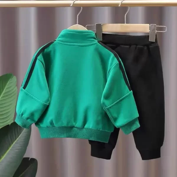 Boys Striped Zipper Jackets + Pants Sport Suit - Image 3