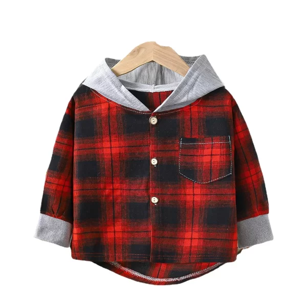Children's Plaid Hooded Shirts - Image 7