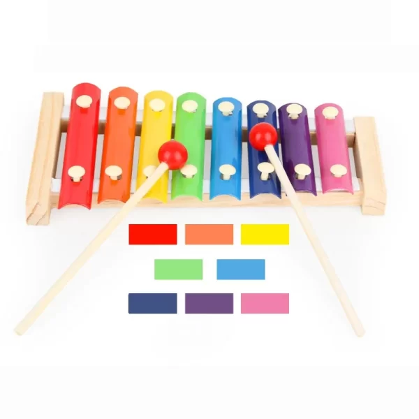 8 Tones Multicolor Xylophone Wood Musical Instrument - Image 2