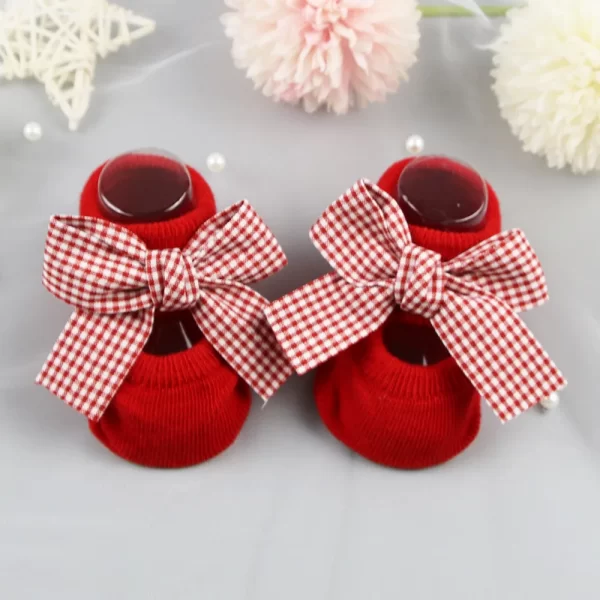 Cute Girl Princess Bow Socks Boat Red - Image 6