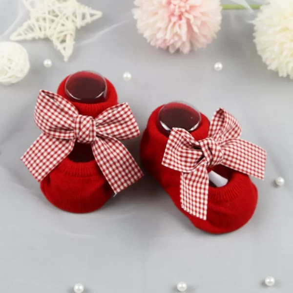 Cute Girl Princess Bow Socks Boat Red - Image 3