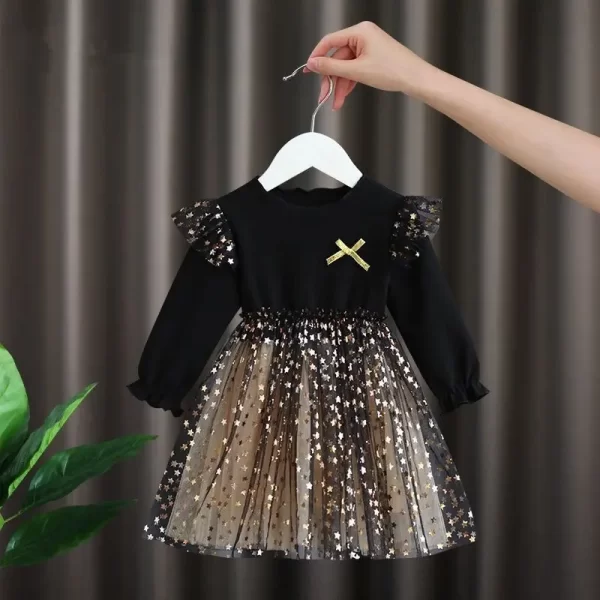 MILANCEL Girl's Long Sleeve Dresses Star Sequin Mesh - Image 2
