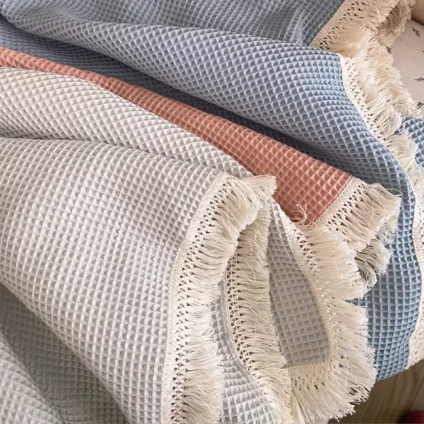 Tassel Newborn Waffle Cotton Baby Swaddle Blanket - Image 4