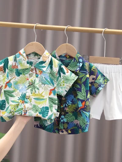 IENENS Boy's Tropical Shirt + Shorts Set