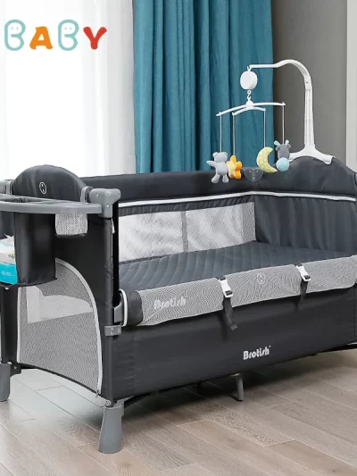 IMBABY Multifunctional Foldable Baby Cot With Diaper Table