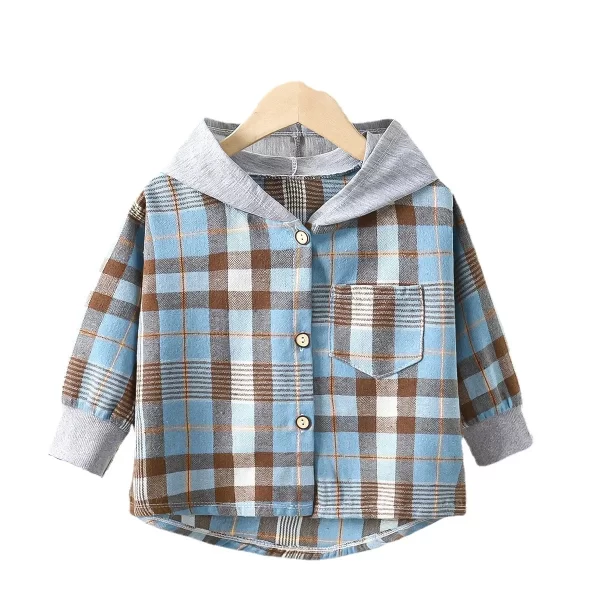Children's Plaid Hooded Shirts - Image 3