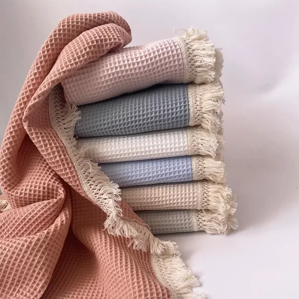 Tassel Newborn Waffle Cotton Baby Swaddle Blanket - Image 2
