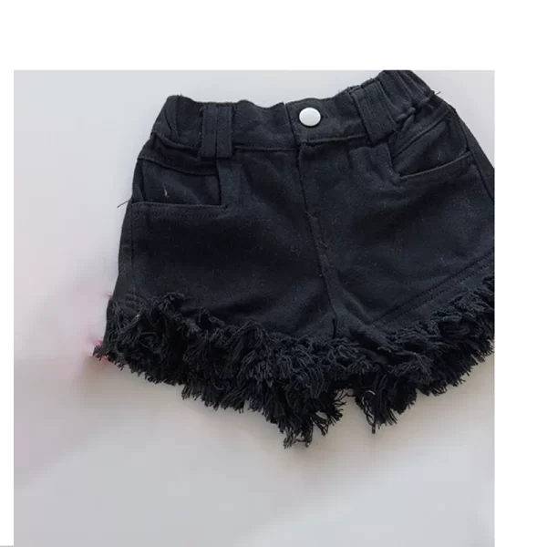 Summer Girls' Tassel Denim Shorts - Image 2