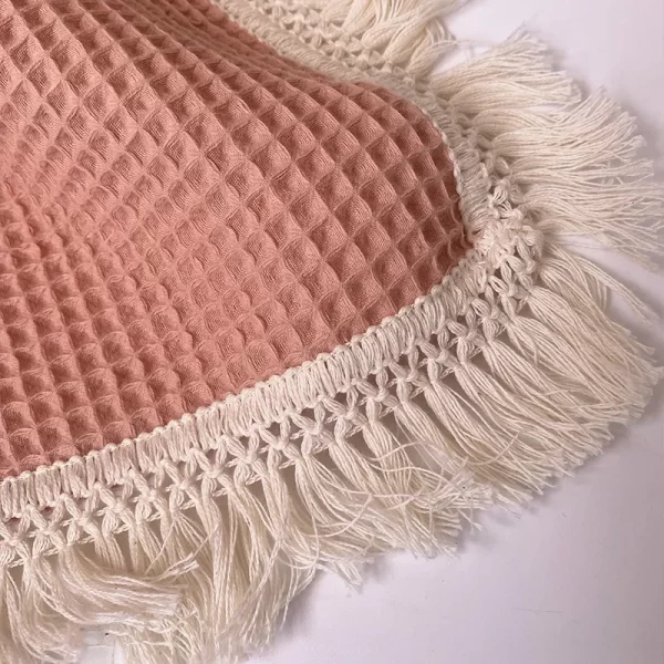 Tassel Newborn Waffle Cotton Baby Swaddle Blanket - Image 3