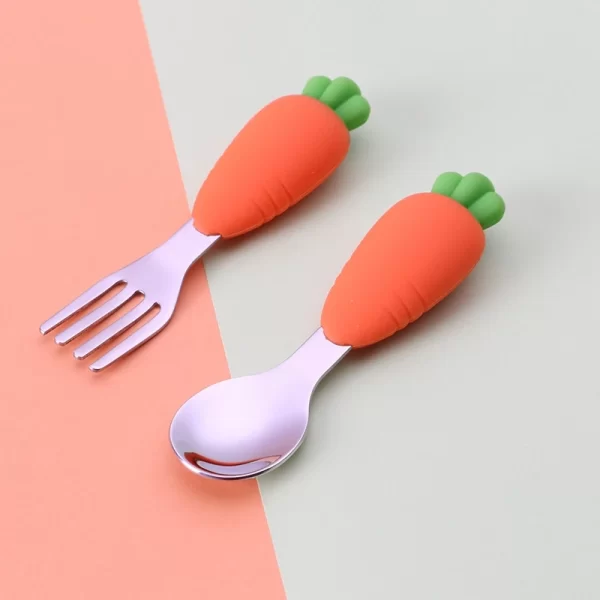 Cartoon Carrot Anti Dropping Three Piece Baby Feeding Set - Image 2