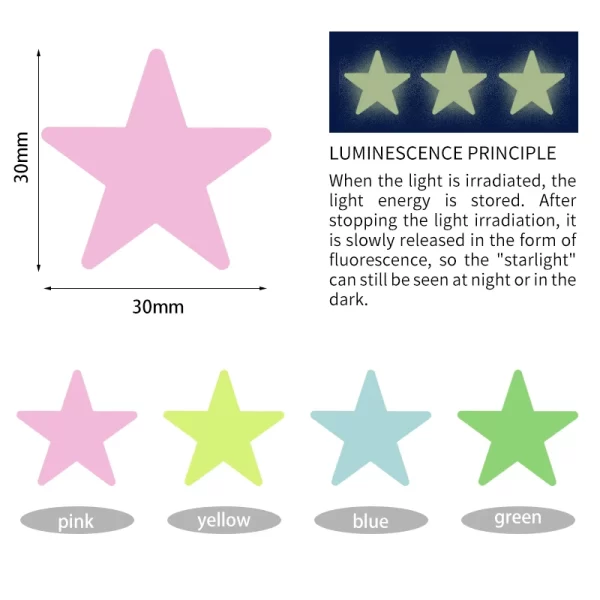 100pcs Luminous Wall Stickers Stars - Image 2