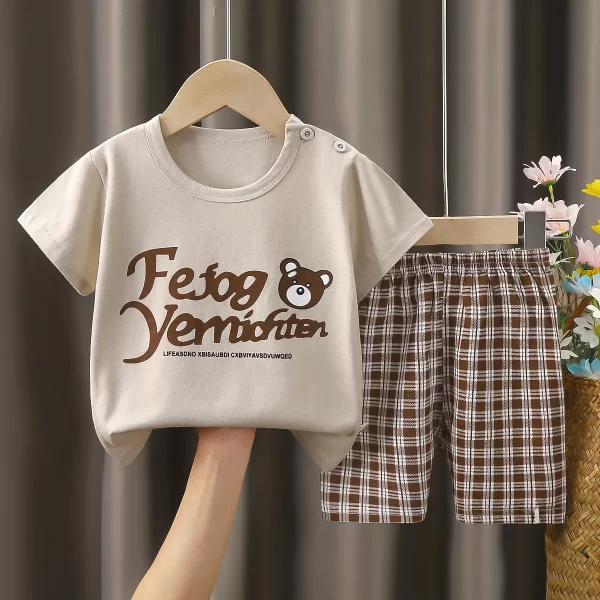 Cartoon T-shirt/Shorts Set Children's Cotton - Image 5
