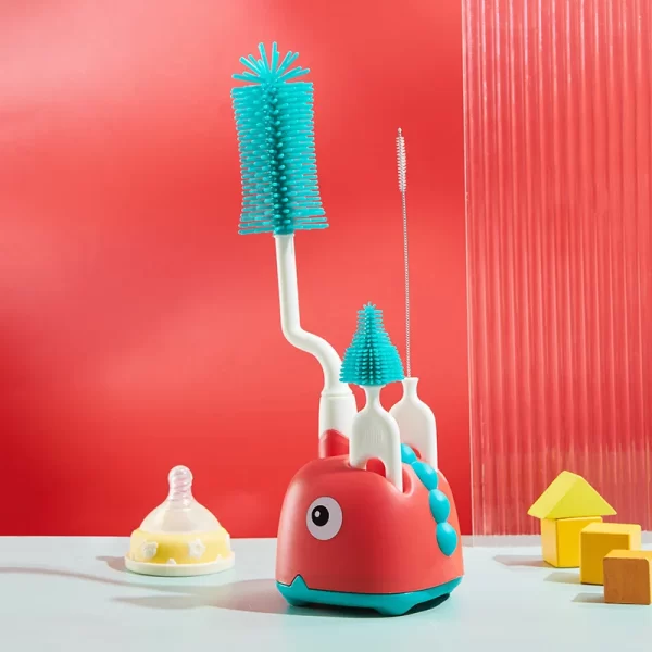 Silicone Brush Cleaner for Baby Bottle/Pacifier w/Holder - Image 5