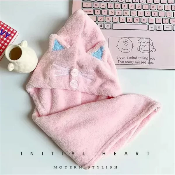 Cute Cat Microfiber Hair Towel - Image 7