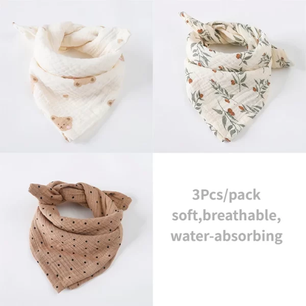 3Pcs Cotton Gauze  Bib/Towel - Image 11