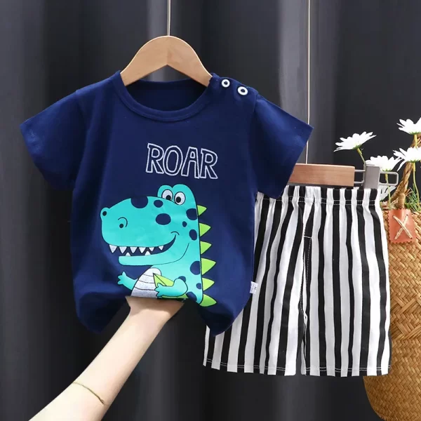 Cartoon T-shirt/Shorts Set Children's Cotton - Image 8