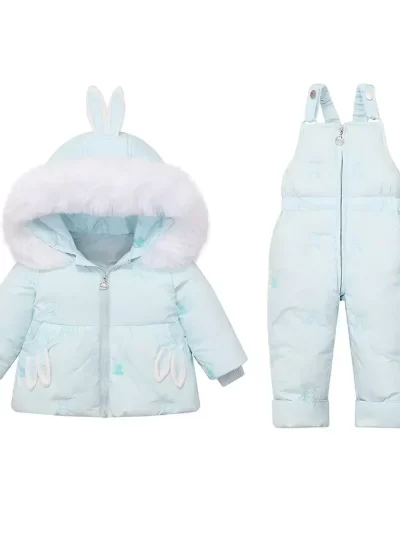 2Pcs Toddler Down Snowsuit 1-4Y