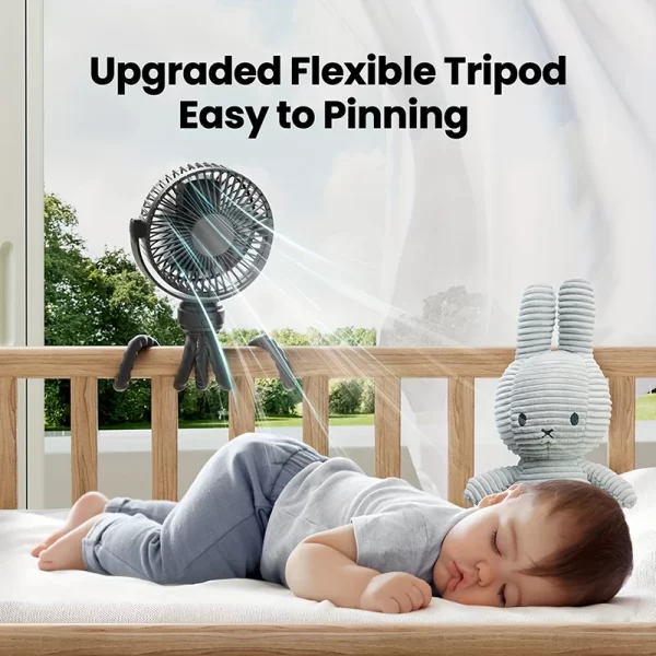 Mini Portable Stroller Fan Detachable 3 Speed ​​Rechargeable - Image 4
