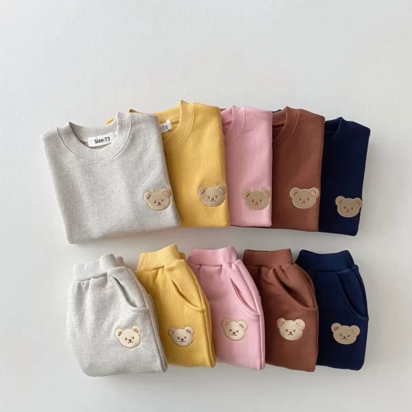 Toddler Tracksuit Cute Bear Embroidery Set - Image 5