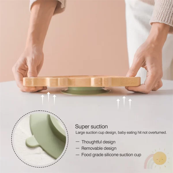 Bamboo Wooden Dinosaur Dinner Plate - Image 3