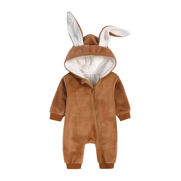 Adorable Infant Bunny Romper Winter Warm Fleece - Image 9