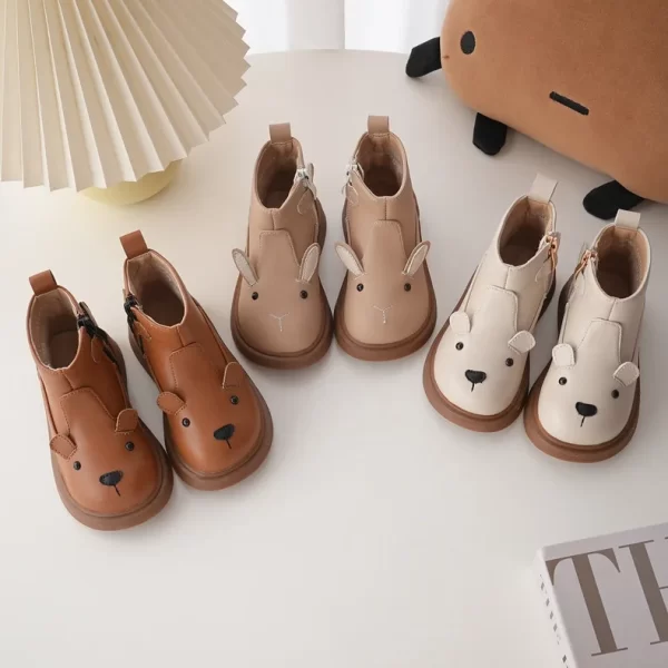 Children's Cute Leather Boots Fleece-lined