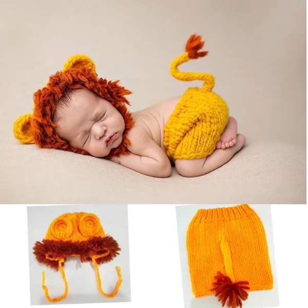 3pcs Baby Photography Set Wool Knitted Assorted - Image 9