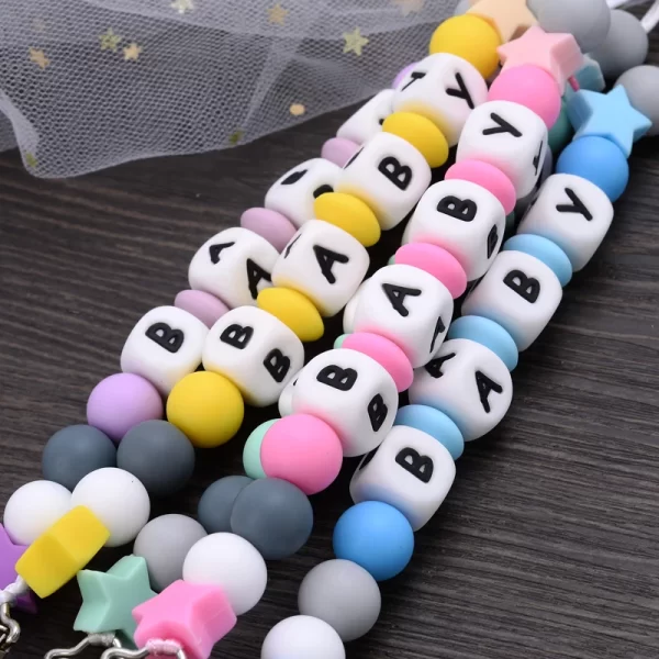 Handmade Pacifier Chain Silicone Beads Personalized Name - Image 5