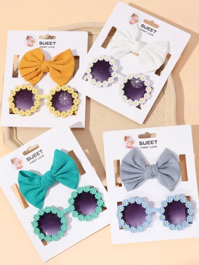 2Pcs Sunglasses Headband & Bow for Baby Girl