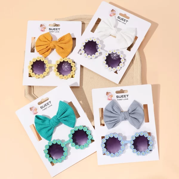 2Pcs Sunglasses Headband & Bow for Baby Girl