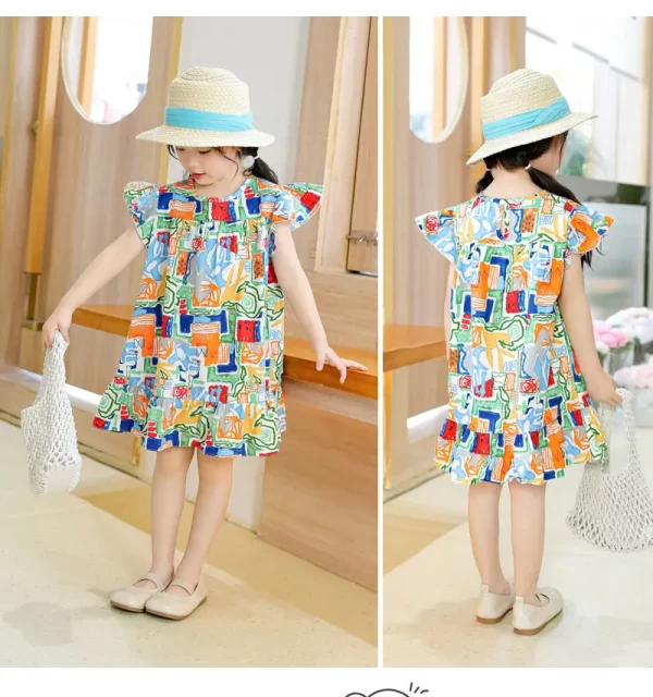 Girl's Flower Pattern Beach Dresses 100% Cotton - Image 3
