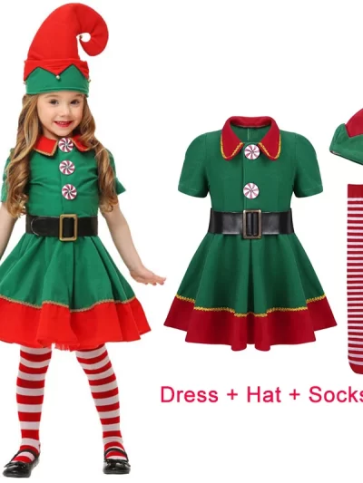 Green Elf Girl's Christmas Costume/Outfit