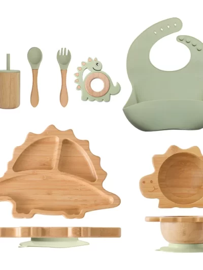 Bamboo Wooden Dinosaur Dinner Plate